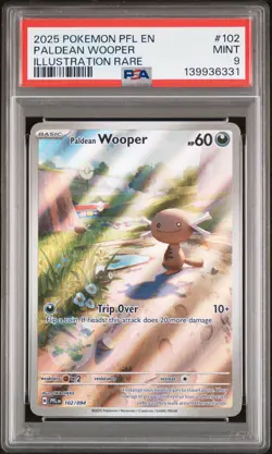 2025 POKEMON PFL EN-PHANTASMAL FLAMES ILLUSTRATION RARE PALDEAN WOOPER PSA 9 - Image 1
