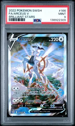 2022 POKEMON SWORD & SHIELD BRILLIANT STARS #166 FULL ART/ARCEUS V PSA 9 - Image 1
