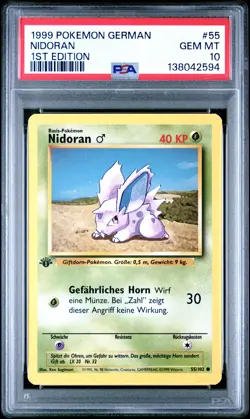 1999 POKEMON GERMAN 1ST EDITION #55 NIDORAN PSA 10 - Image 1