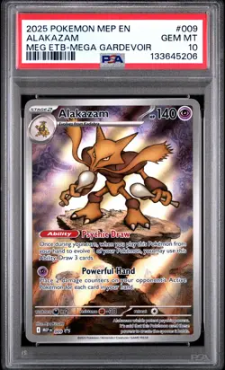 2025 POKEMON MEP EN-ME BLACK STAR PROMO #009 ALAKAZAM PSA 10 - Image 1