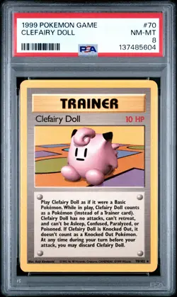 1999 POKEMON BASE SET UNLIMITED #70 CLEFAIRY DOLL PSA 8 - Image 1