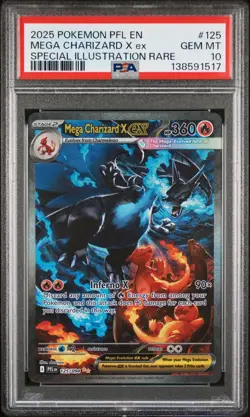 2025 POKEMON PFL SPECIAL ILLUSTRATION RARE #125 MEGA CHARIZARD X EX PSA 10 - Image 1