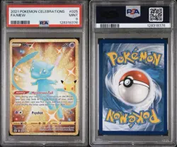 PSA 9 Mint Mew 2021 Pokemon 25th Celebrations #025 Gold Full Art Secret Rare - Image 3