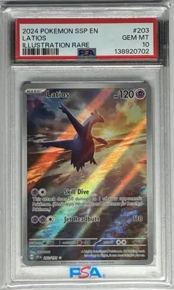2024 Pokemon Surging Sparks Latios 203/191 IR Holo PSA 10 Gem Mint - Fresh Slab - Image 1