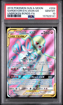 2019 POKEMON SUN & MOON UNBROKEN BONDS FULL ART/GARDEVOIR & SYLVEON GX PSA 10 - Image 1