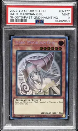 2022 YU-GI-OH! GFP2-GHOSTS FROM THE PAST: 1ST EDITION DARK MAGICIAN GIRL PSA 9 - Image 1