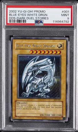 2002 YU-GI-OH! PROMO DDS-DARK DUEL STORIES #001 BLUE-EYES WHITE DRAGON PSA 9 - Image 1