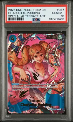 2025 ONE PIECE PREMIUM BOOSTER SPECIAL ALT ART #047 CHARLOTTE PUDDING PSA 10 - Image 1