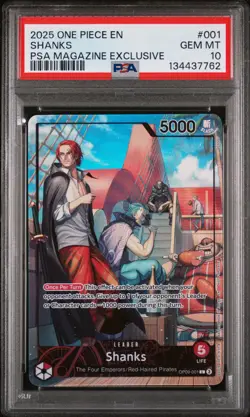 2025 ONE PIECE PROMOS PSA MAGAZINE EXCLUSIVE #001 SHANKS PSA 10 - Image 1