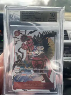 One Piece CCG Monkey.D.Luffy 3rd Ann. Event Winner Prize Promo ST01-012 BGS 10 - Image 1