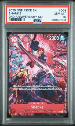 2025 ONE PIECE ENGLISH VERSION 2ND ANNIVERSARY SET #004 SHANKS PSA 10 - Image 1
