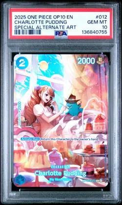 2025 ONE PIECE OP10-ROYAL BLOOD SPECIAL ALTERNATE ART CHARLOTTE PUDDING PSA 10 - Image 1