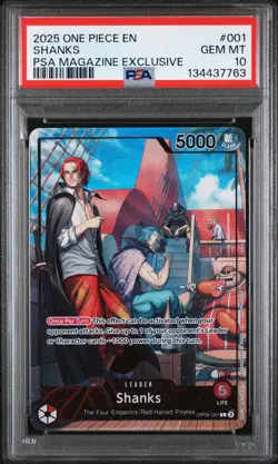 2025 ONE PIECE PROMOS PSA MAGAZINE EXCLUSIVE #001 SHANKS PSA 10 - Image 1