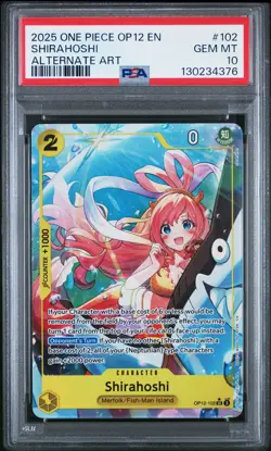 2025 ONE PIECE OP12-LEGACY OF THE MASTER ALTERNATE ART #102 SHIRAHOSHI PSA 10 - Image 1