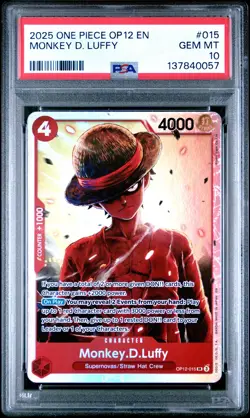 2025 ONE PIECE OP12-LEGACY OF THE MASTER #015 MONKEY D. LUFFY PSA 10 - Image 1