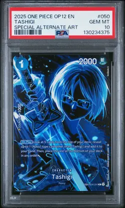 2025 ONE PIECE OP12-LEGACY OF THE MASTER SPECIAL ALTERNATE ART TASHIGI PSA 10 - Image 1