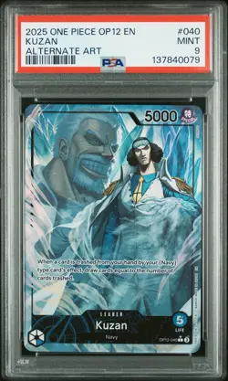 2025 ONE PIECE OP12-LEGACY OF THE MASTER ALTERNATE ART #040 KUZAN PSA 9 - Image 1