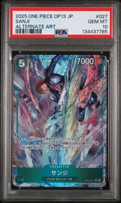 2025 ONE PIECE JPN OP13-CARRYING ON HIS WILL ALTERNATE ART #027 SANJI PSA 10 - Image 1