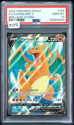 2022 Charizard V #153 Brilliant Stars PSA 10 Pokemon Card - Image 1