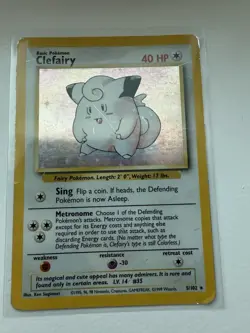 Pokemon Clefairy 5/102 4th Print Base Set 1999-2000 Holographic Rare Card MP - Image 2