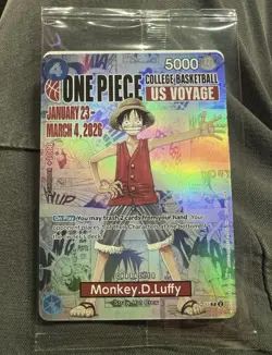 One Piece Monkey D. Luffy US Voyage College Basketball Card Rutgers 01/23/2026 - Image 1