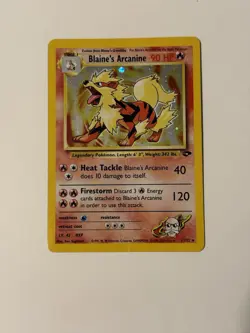 Blaine's Arcanine - 1/132 - Holo Rare - Gym Challenge - Pokemon Card - DAMAGED - Image 2