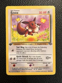 Pokemon TCG Eevee Jungle Card 51/64 Regular Common 1st Edition LP/MP - Image 1