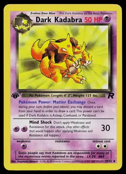 Pokemon Card - Dark Kadabra Team Rocket 39/82 Uncommon 1st Edition - Image 1
