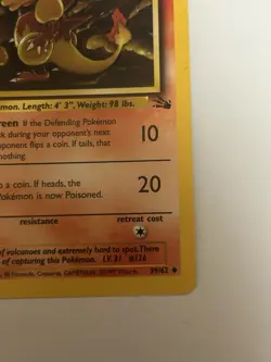 Pokemon Card Fossil 1st Edition Magmar 39/62 - Image 5