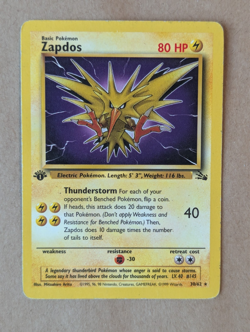 Pokemon Card - Zapdos Fossil 30/62 Rare 1st Edition - Image 1