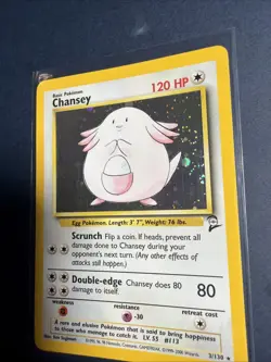Pokemon TCG Chansey Base Set 2 Holo Unlimited Rare Card 3/130 NM/LP Swirl 💫 - Image 2