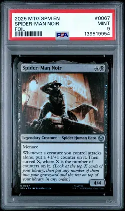 2025 MTG MARVEL'S SPIDER-MAN FOIL #0067 SPIDER-MAN NOIR PSA 9 - Image 1