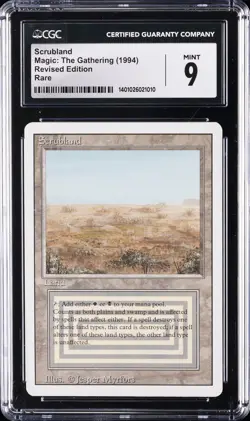 1994 MAGIC: THE GATHERING REVISED EDITION RARE SCRUBLAND CGC 9 - Image 1