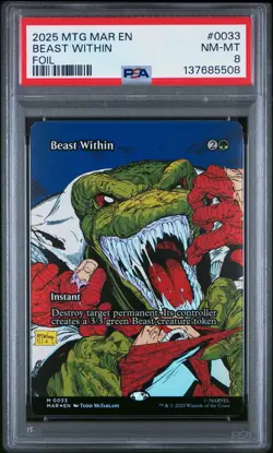 2025 MTG MARVEL'S SPIDER-MAN: SOURCE MATERIAL FOIL #0033 BEAST WITHIN PSA 8 - Image 1