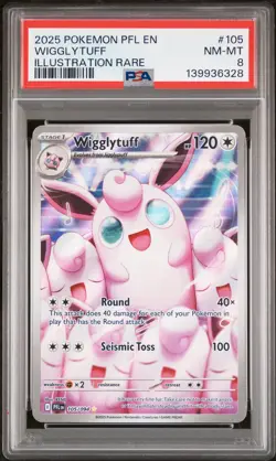 2025 POKEMON PFL EN-PHANTASMAL FLAMES ILLUSTRATION RARE #105 WIGGLYTUFF PSA 8 - Image 1