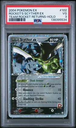 2004 POKEMON EX TEAM ROCKET RETURNS #102 ROCKET'S SCYTHER EX-HOLO PSA 3 - Image 1