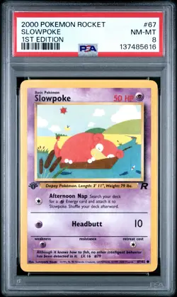 2000 POKEMON ROCKET 1ST EDITION #67 SLOWPOKE PSA 8 - Image 1