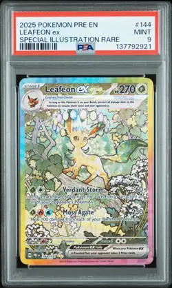 2025 POKEMON PRISMATIC EVOLUTIONS SPECIAL ILLUSTRATION RARE LEAFEON EX PSA 9 - Image 1