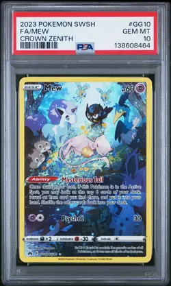2023 POKEMON SWORD & SHIELD CROWN ZENITH #GG10 FULL ART/MEW PSA 10 - Image 1