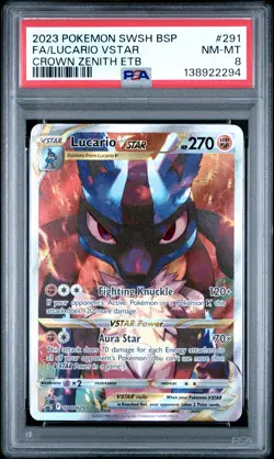 2023 POKEMON SWSH BLACK STAR PROMO #291 FULL ART/LUCARIO VSTAR PSA 8 - Image 1