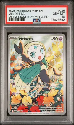 2025 POKEMON MEP EN-ME BLACK STAR PROMO #026 MELOETTA PSA 10 - Image 1