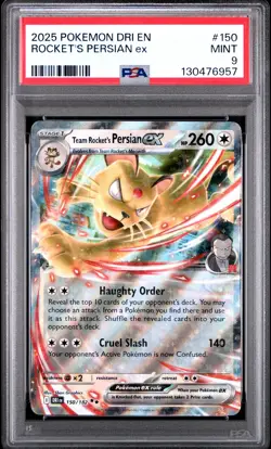 2025 POKEMON DRI EN-DESTINED RIVALS #150 TEAM ROCKET'S PERSIAN EX PSA 9 - Image 1