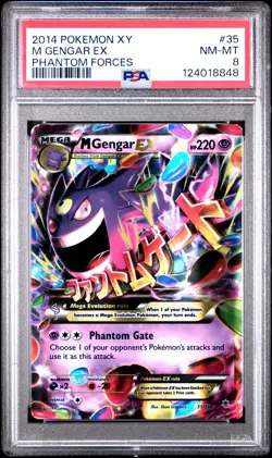 2014 POKEMON XY PHANTOM FORCES #35 M GENGAR EX PSA 8 - Image 1