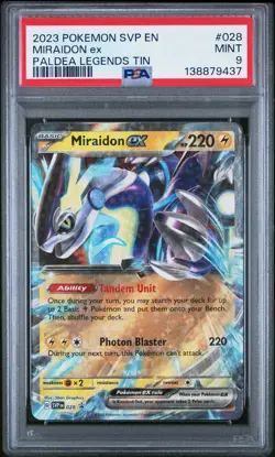 2023 POKEMON SVP EN-SV BLACK STAR PROMO PALDEA LEGENDS TIN MIRAIDON EX PSA 9 - Image 1