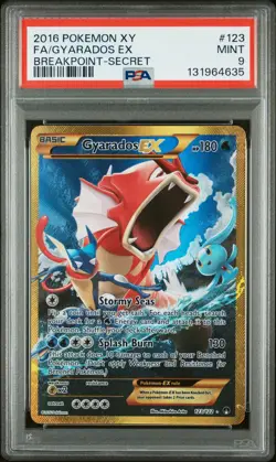 2016 POKEMON XY BREAKPOINT SECRET #123 FULL ART/GYARADOS EX PSA 9 - Image 1