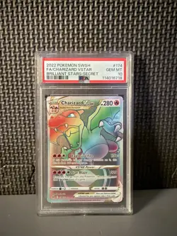 [PSA 10] Brilliant Stars Charizard VSTAR Rainbow Secret Rare #174/172 🔥 - Image 1