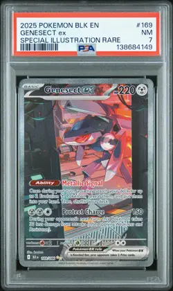 2025 POKEMON BLK EN-BLACK BOLT SPECIAL ILLUSTRATION RARE #169 GENESECT EX PSA 7 - Image 1