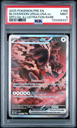 2025 POKEMON PRE EN-PRISMATIC EVOLUTIONS #168 BLOODMOON URSALUNA EX PSA 9 - Image 1