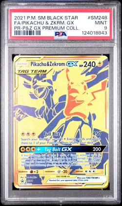 2021 POKEMON SM BLACK STAR PROMO #SM248 FULL ART/PIKACHU & ZEKROM GX PSA 9 - Image 1