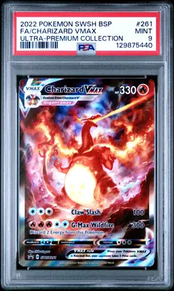 2022 POKEMON SWSH BLACK STAR PROMO #261 FULL ART/CHARIZARD VMAX PSA 9 - Image 1